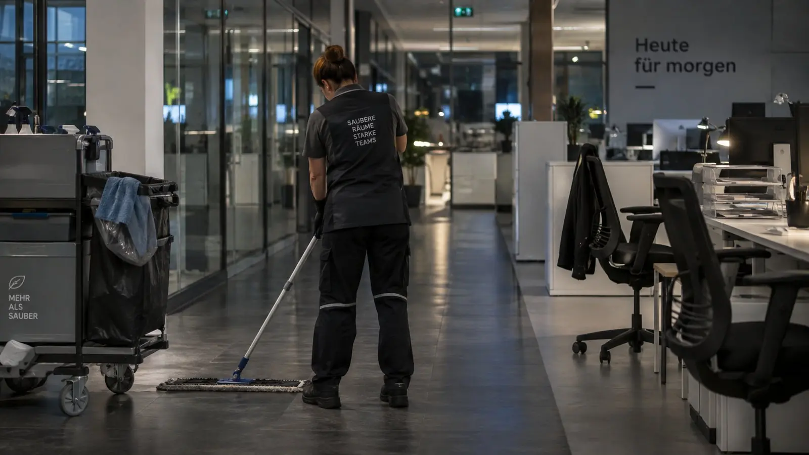 Unterhaltsreinigung in einem Bürogebäude
